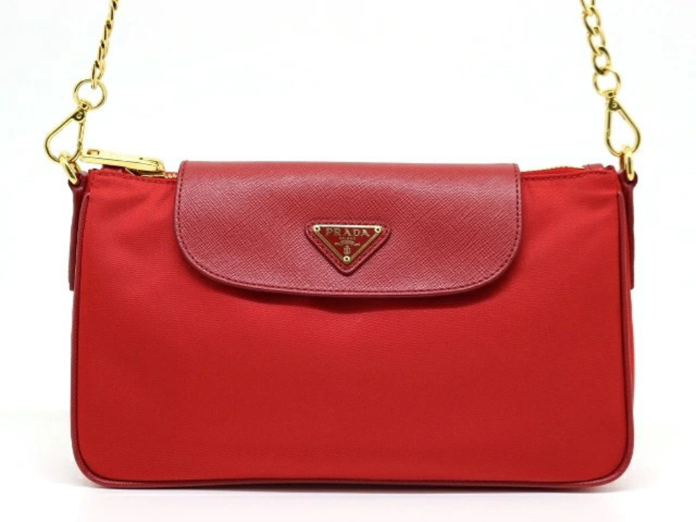 Prada Bag Shoulder Chain Saffiano Red